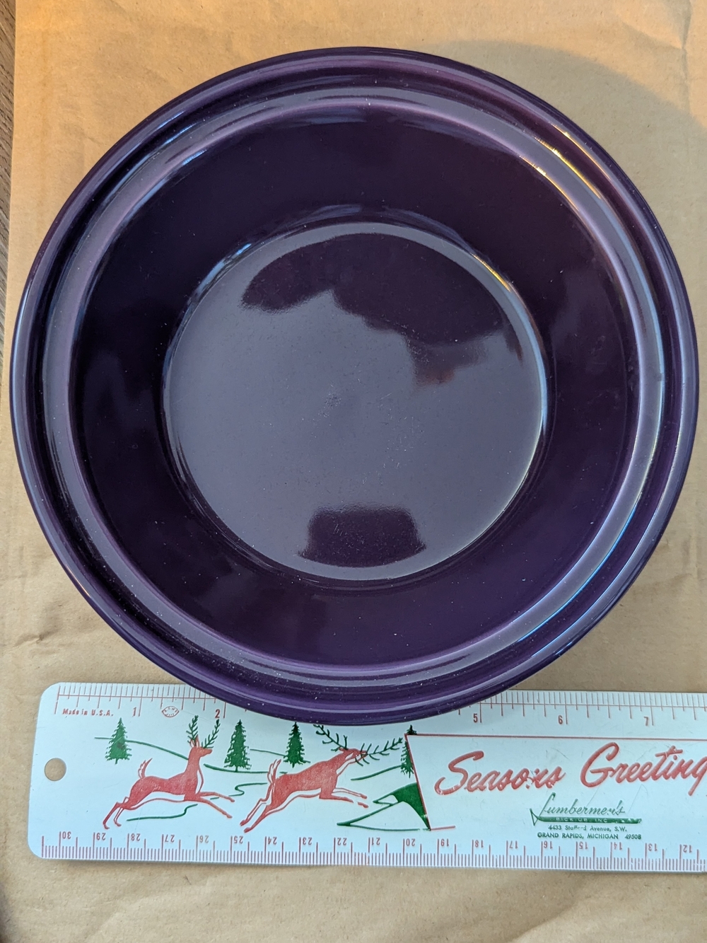 Longaberger Deep Plum/ Eggplant Ceramic Small 7" Pie Plate